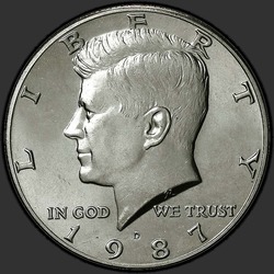 аверс 50¢ (half) 1987 "الولايات المتحدة الأمريكية - 50 سنتا (نصف الدولار) / 1987 - D"