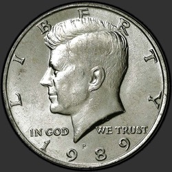 аверс 50¢ (халф) 1989 "США - 50 центів (півдолара) / 1989 - P"