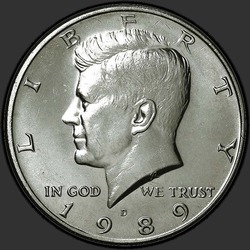 аверс 50¢ (half) 1989 "EUA - 50 Cents (meio dólar) / 1989 - D"