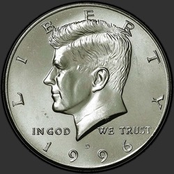 аверс 50¢ (half) 1996 "الولايات المتحدة الأمريكية - 50 سنتا (نصف الدولار) / 1996 - D"