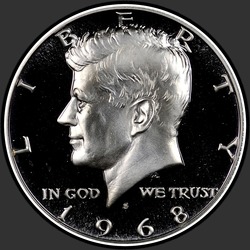 аверс 50¢ (half) 1968 "الولايات المتحدة الأمريكية - 50 سنتا (نصف الدولار) / 1968 - S إثبات"