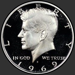 аверс 50¢ (half) 1969 "الولايات المتحدة الأمريكية - 50 سنتا (نصف الدولار) / 1969 - S إثبات"