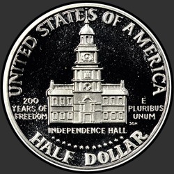 реверс 50¢ (half) 1976 "USA - 50 senttiä (Half dollari) / 1976 - { "_": "Silver Pr"}"