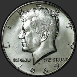 аверс 50¢ (half) 1969 "USA  -  50セント（50セント硬貨）/ 1969  -  D"