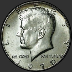 аверс 50¢ (half) 1970 "संयुक्त राज्य अमरीका - 50 सेंट (आधा डॉलर) / 1970 - डी"