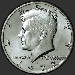 аверс 50¢ (half) 1972 "संयुक्त राज्य अमरीका - 50 सेंट (आधा डॉलर) / 1972 - डी"
