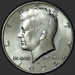 аверс 50¢ (half) 1974 "الولايات المتحدة الأمريكية - 50 سنتا (نصف الدولار) / 1974 - D"
