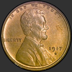 аверс 1¢ (penny) 1917 "미국 - 1 센트 / 1917 - S"