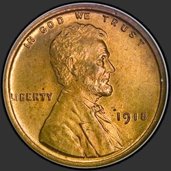 аверс 1¢ (penny) 1918 "संयुक्त राज्य अमरीका - 1 प्रतिशत / 1918 - पी"