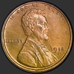аверс 1¢ (penny) 1918 "الولايات المتحدة الأمريكية - 1 سنت / 1918 - D"