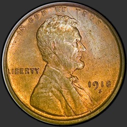 аверс 1¢ (penny) 1918 "EUA - 1 Cent / 1918 - S"