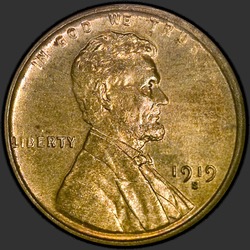 аверс 1¢ (penny) 1919 "USA  -  1セント/ 1919  -  S"