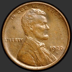 аверс 1¢ (penny) 1920 "미국 - 1 센트 / 1920 - D"