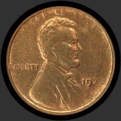 аверс 1¢ (penny) 1922 "USA - 1 Cent / 1922 - NO D STRONG REVERSE MSBN"
