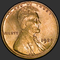 аверс 1¢ (penny) 1924 "EUA - 1 Cent / 1924 - P"