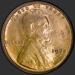 аверс 1¢ (penny) 1925 "EUA - 1 Cent / 1925 - S"