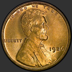 аверс 1¢ (пенни) 1926 "США - 1 Cent / 1926 - P"