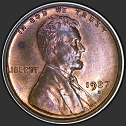 аверс 1¢ (пенни) 1927 "США - 1 Cent / 1927 - D"