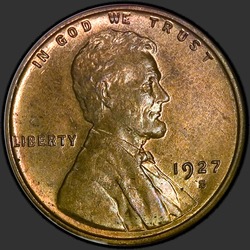 аверс 1¢ (penny) 1927 "EUA - 1 Cent / 1927 - S"