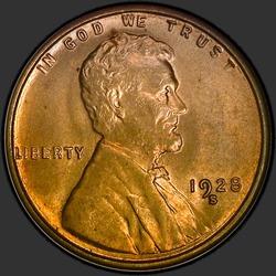 аверс 1¢ (пенни) 1928 "США - 1 Cent / 1928 - S"