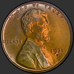 аверс 1¢ (пенни) 1931 "США - 1 Cent / 1931 - D"