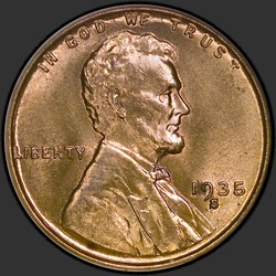 аверс 1¢ (penny) 1935 "USA  -  1セント/ 1935  -  S"
