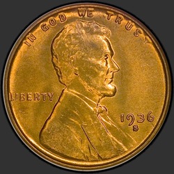 аверс 1¢ (penny) 1936 "USA - 1 Cent / 1936 - S"