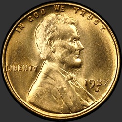 аверс 1¢ (penny) 1937 "JAV - 1 centas / 1937 - S"