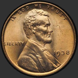 аверс 1¢ (penny) 1938 "USA  -  1セント/ 1938  -  P"