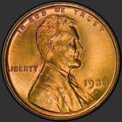 аверс 1¢ (penny) 1938 "미국 - 1 센트 / 1938 - S"