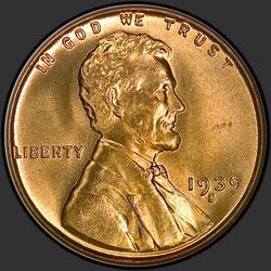 аверс 1¢ (penny) 1939 "미국 - 1 센트 / 1939 - S"