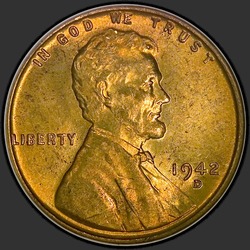 аверс 1¢ (пенни) 1942 "США - 1 Cent / 1942 - D"