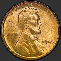 аверс 1¢ (penny) 1945 "USA - en Cent / 1945 - S"