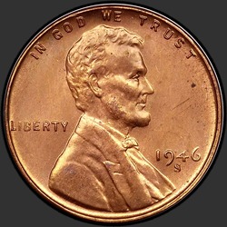 аверс 1¢ (penny) 1946 "الولايات المتحدة الأمريكية - 1 سنت / 1946 - S"
