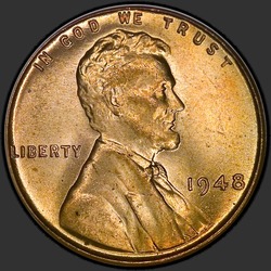 аверс 1¢ (пенни) 1948 "USA - 1 Cent / 1948 - Lincoln Cents, Wheat Reverse 1948"