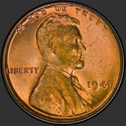 аверс 1¢ (пенни) 1949 "USA - 1 Cent / 1949 - Lincoln Cents, Wheat Reverse 1949"