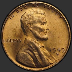аверс 1¢ (penny) 1949 "USA - en Cent / 1949 - S"