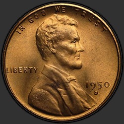 аверс 1¢ (пенни) 1950 "США - 1 Cent / 1950 - S"