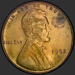 аверс 1¢ (penny) 1952 "USA  -  1セント/ 1952  -  S"
