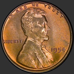 аверс 1¢ (penny) 1954 "미국 - 1 센트 / 1954 - P"