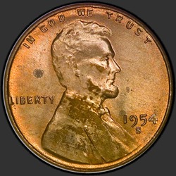 аверс 1¢ (пенни) 1954 "ЗША - 1 Cent / 1954 - S"