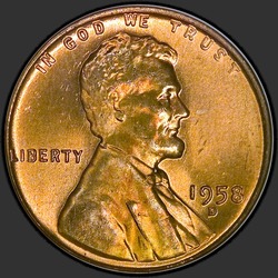 аверс 1¢ (penny) 1958 "미국 - 1 센트 / 1958 - D"