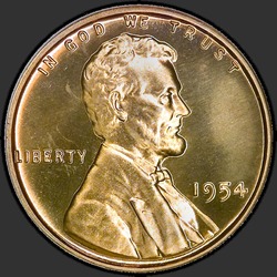 аверс 1¢ (penny) 1954 "ASV - 1 Cent / 1954 - Pierādījums"