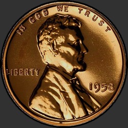 аверс 1¢ (пенни) 1958 "USA - 1 Cent / 1958 - Proof"