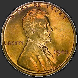 аверс 1¢ (penny) 1945 "EUA - 1 Cent / 1945 - P"