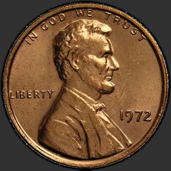 аверс 1¢ (penny) 1972 "USA  -  1セント/ 1972  -  P"
