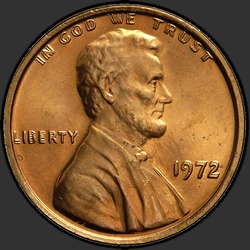 аверс 1¢ (penny) 1972 "EUA - 1 Cent / 1972 - Dbl"