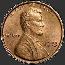 аверс 1¢ (penny) 1973 "الولايات المتحدة الأمريكية - 1 سنت / 1973 - P"