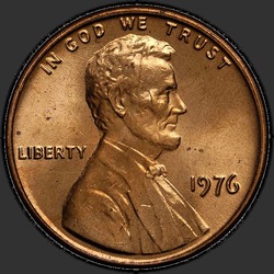 аверс 1¢ (penny) 1976 "USA - 1 Cent / 1976 - P"