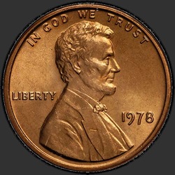 аверс 1¢ (penny) 1978 "USA  -  1セント/ 1978  -  P"